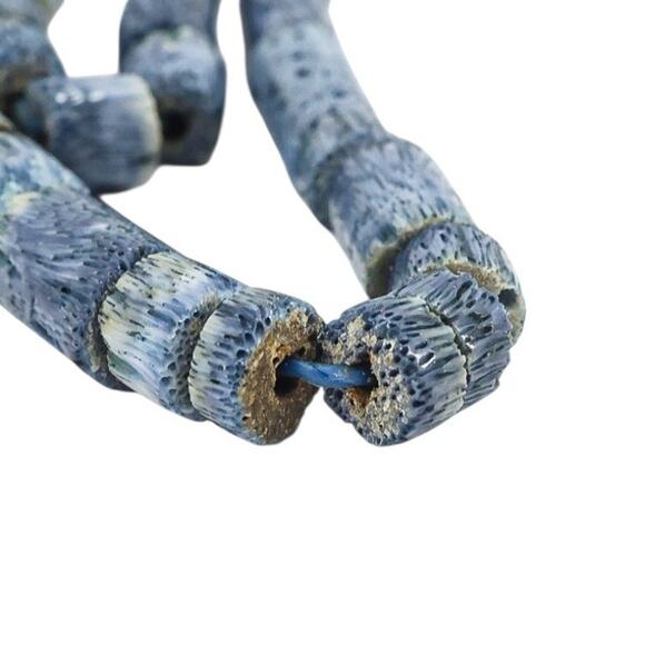 Vintage Natural Untreated Blue & Red Coral Heishi Bead Necklace Starfish Pendant - Picture 7 of 14